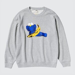 Uniqlo Kids Gray Sweater with Blue Character and Yellow Banana